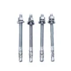 Stainless steel expansion bolts in a row.