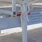 Metal bleacher support structure.