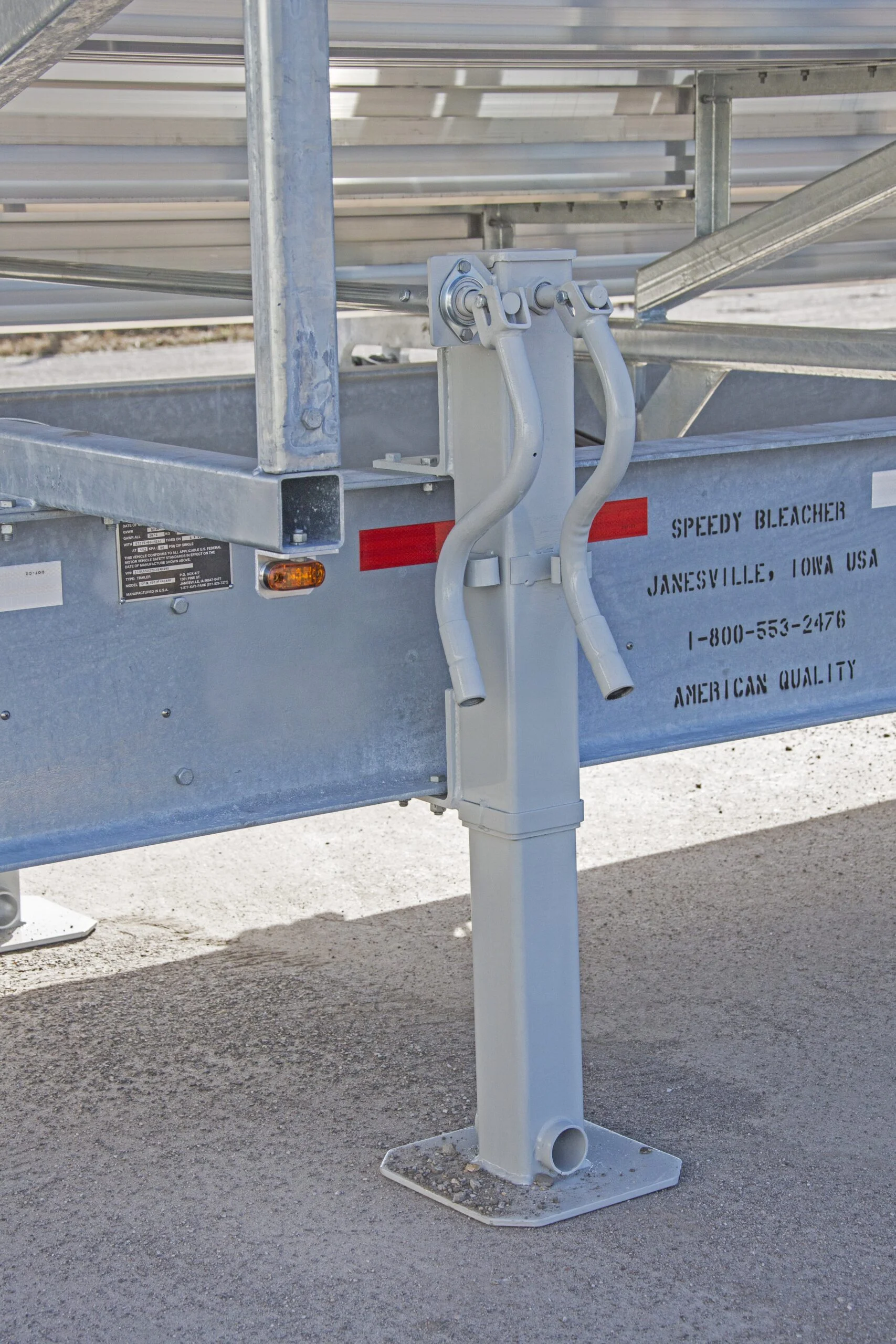 Metal bleacher support structure.
