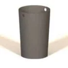 Dark gray cylindrical object on a light wooden surface.