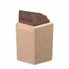 Brown brick chimney cap on a beige brick.