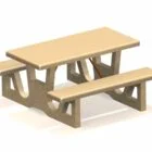 Beige picnic table and benches.