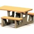 Outdoor picnic table and benches.