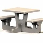 Concrete picnic table with benches and cut-out design.