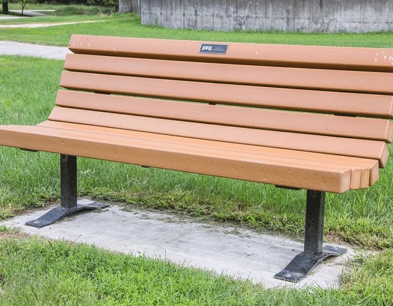 Bench in park setting.