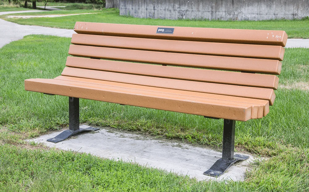 Bench in park setting.