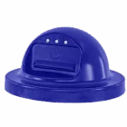 Blue dome-shaped object with three white dots on top.