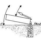 A diagram showing a bucket being tilted to pour water into a hole.
