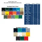Sunshade fabric and frame color chart.