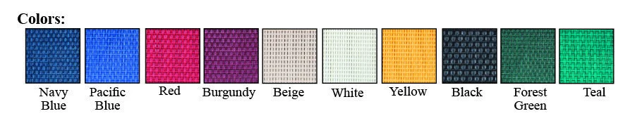 Colors: Navy Blue, Pacific Blue, Red, Burgundy, Beige, White, Yellow, Black, Forest Green, Teal.