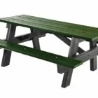 Green and black picnic table.