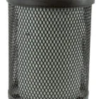 Black mesh cylinder trash can.
