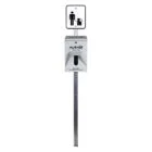 Dog waste bag dispenser on a pole.