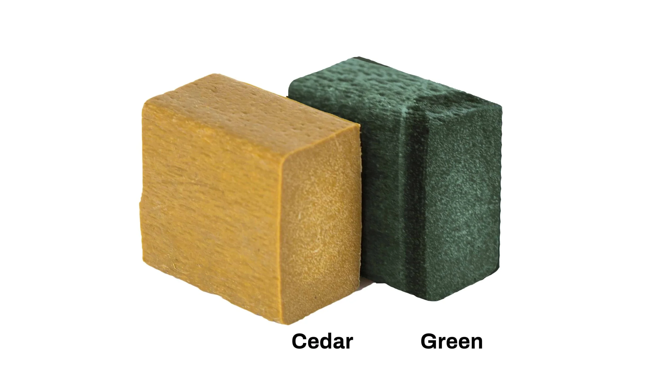 Cedar and Green blocks side by side.