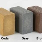 Three colored foam blocks: Cedar, Gray, and Brown.