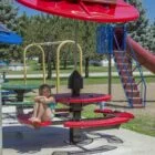 Solar-powered playground equipment.