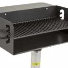 Portable grill on a stand.