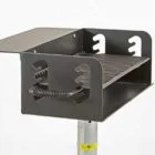 Outdoor grill chimney with adjustable angle and spring-loaded damper.