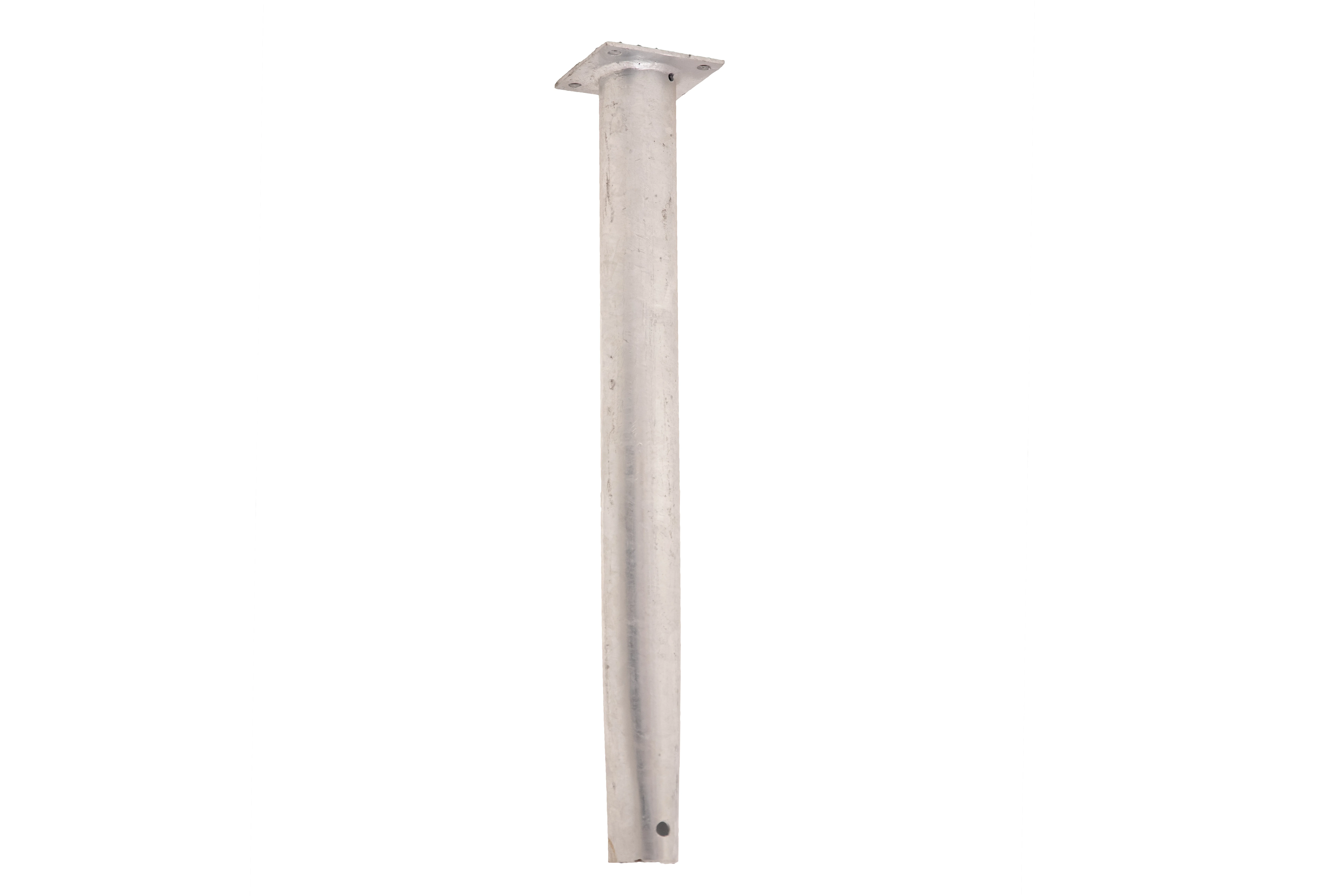 Metal post with a rectangular top plate.