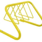 Yellow bicycle rack on a white background.