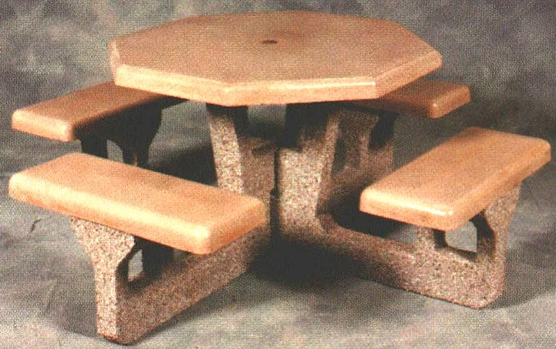 Concrete picnic table and benches.