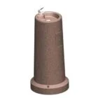 Brown outdoor drinking fountain with spigot.