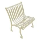 Beige metal bench on white background.