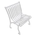 White metal outdoor bench.
