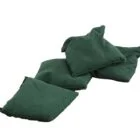 Green bean bags on a white background.