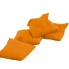 Orange bean bags on a white background.