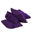 Purple bean bags on a white background.