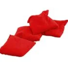 Red bean bags on a white background.