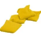 Yellow bean bags on a white background.