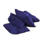 Blue bean bags on a white background.