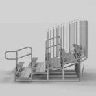 3D rendering of a metal wheelchair lift.