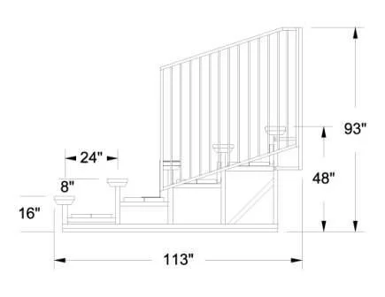 Staircase diagram with dimensions.