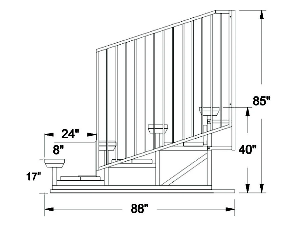 Dimensions of a stairlift system.
