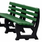 Green and black plastic bench.