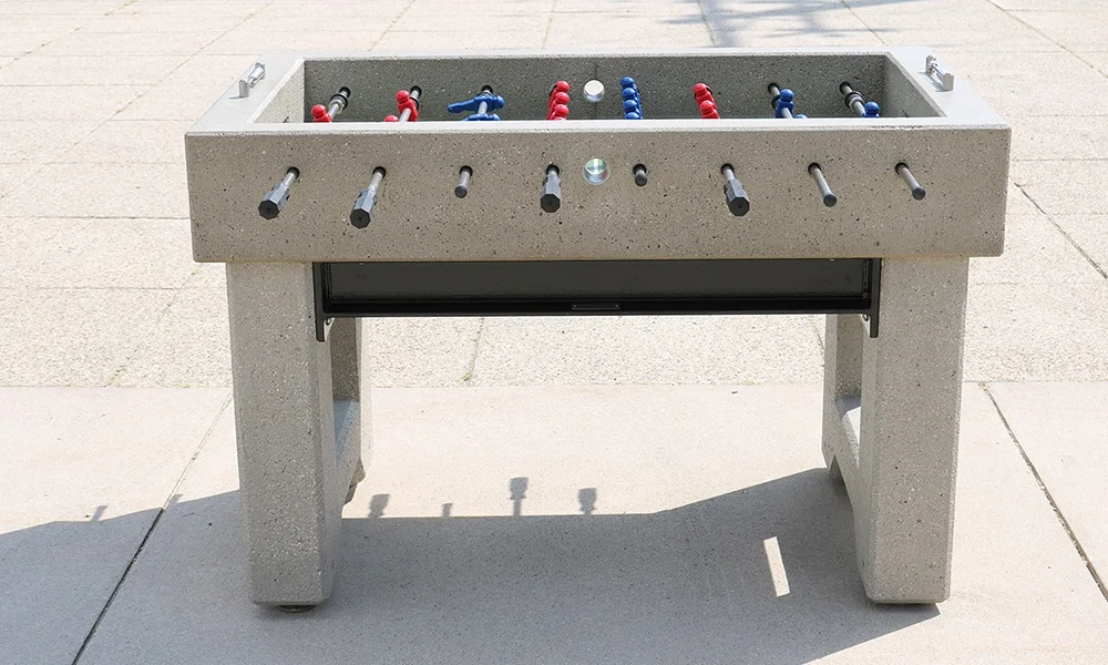 Foosball table on wheels.