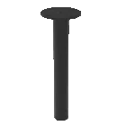 Black cylindrical object against a green and white background.