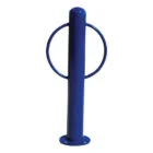 Blue metal post with circular handles at top.