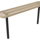 Beige mesh bench with black legs.