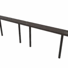 Long brown bench with black legs.