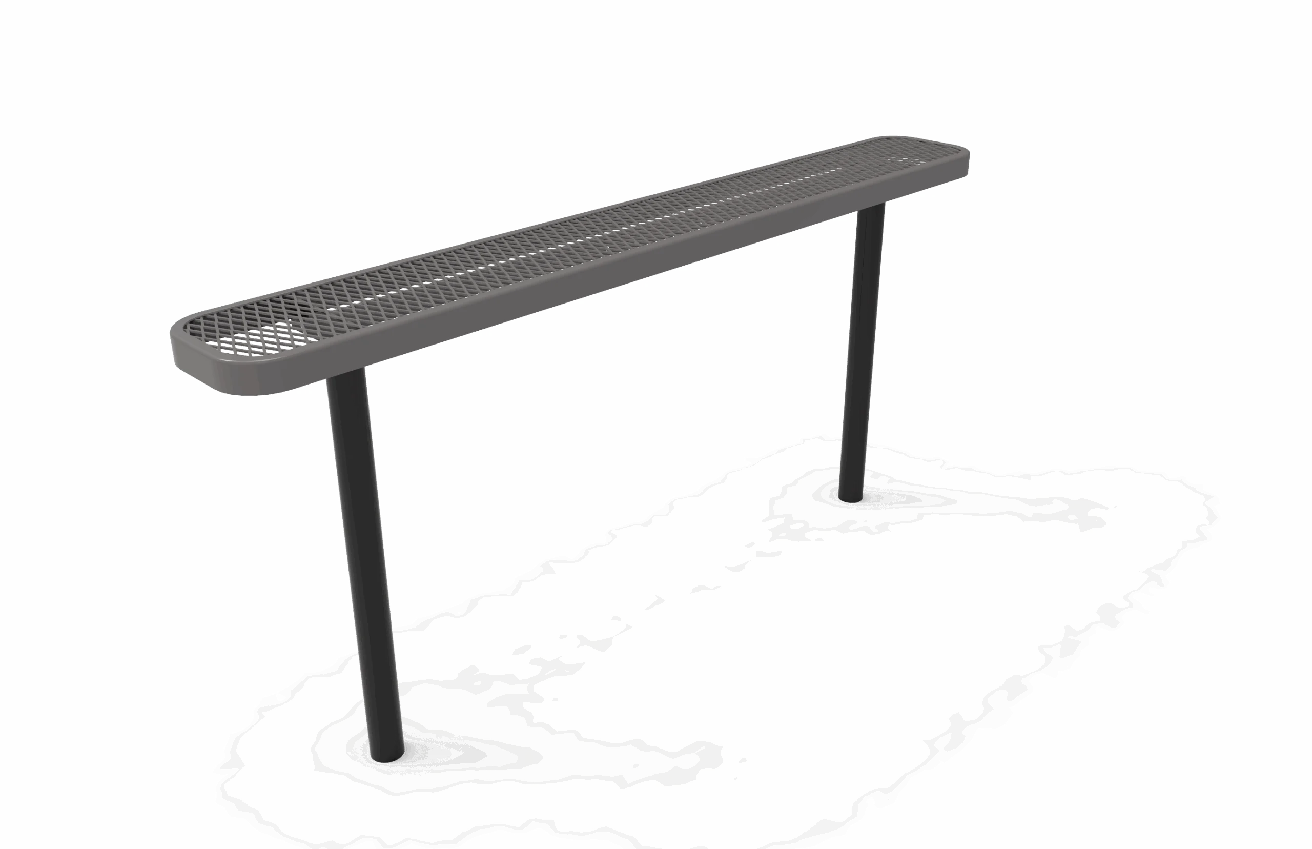 Bench on a cracked surface.