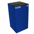 Blue paper recycling bin.