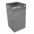 Recycling bin with 'RECYCLE' and recycling symbol on top.