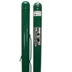 Green metal poles with a silver lock mechanism.