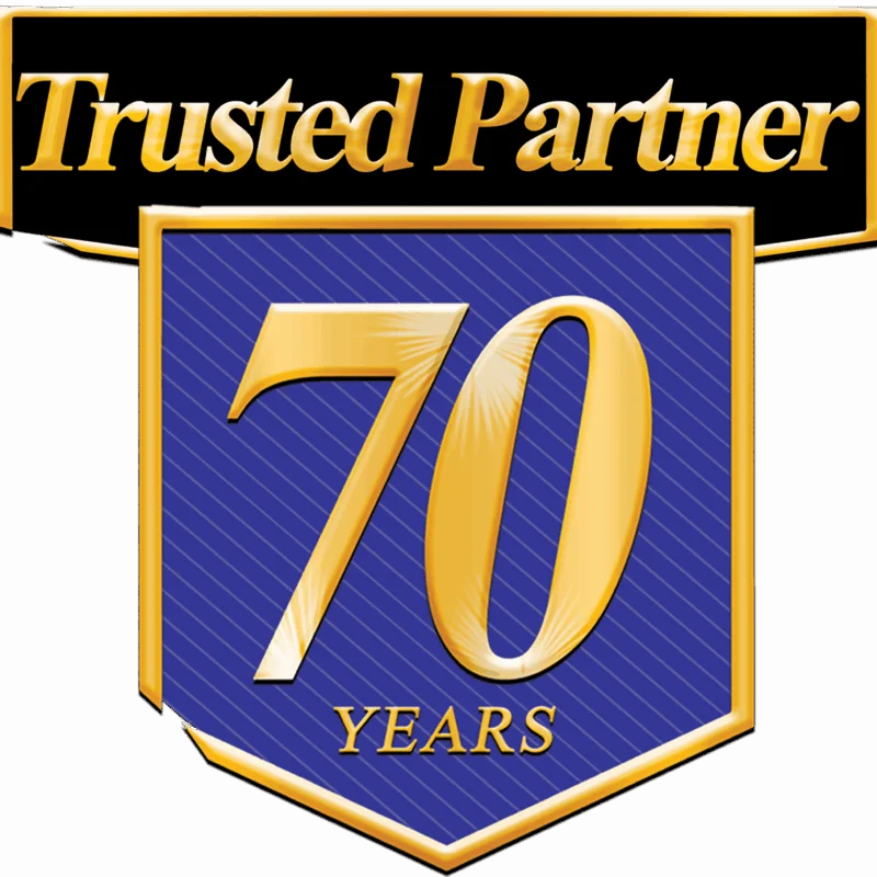 70 Years Trusted Partner logo.