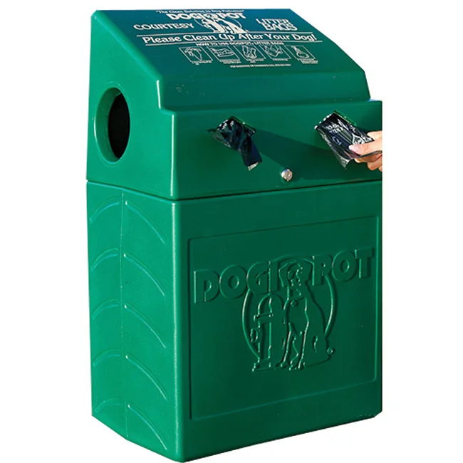 1005-2-NO-BKGD Dog waste disposal bin in green.