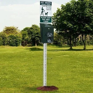 1011-MINI Pet waste disposal station in a park.